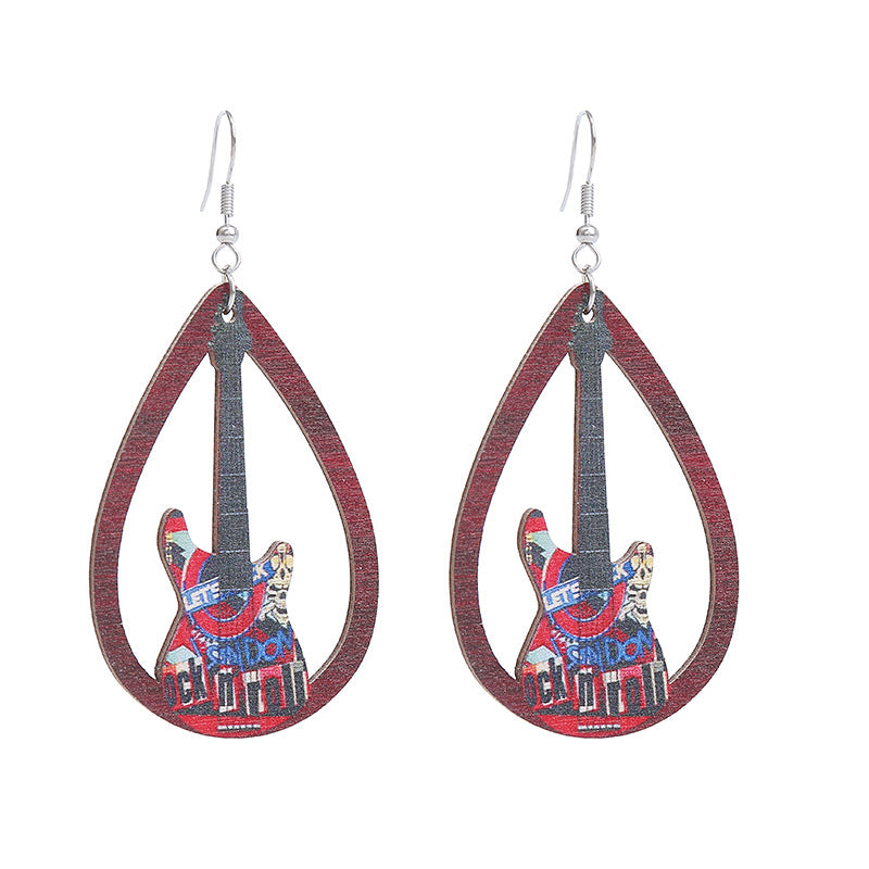 Pendientes de madera de arpa gramófono de gramófono al por mayor